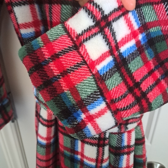 ALEXANDER DEL ROSSA plush plaid hooded bathrobe check robe COZY coastal TAGS SM - Picture 9 of 13